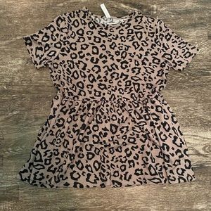 Tickled Teal peplum leopard top